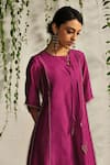 Buy_Charkhee_Pink Kurta And Dupatta Chanderi Embroidered Nakshi Round & Zari Pant Set 