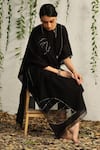 Buy_Charkhee_Black Kurta And Dupatta Chanderi Embroidered Nakshi Round & Zari Work Pant Set 