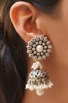 Buy_Noor_Silver Plated Pearls Drop Jhumkas_at_Aza_Fashions