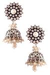 Shop_Noor_Silver Plated Pearls Drop Jhumkas_at_Aza_Fashions