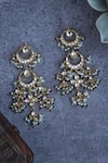Shop_Paisley Pop_Gold Plated Pearls Kundan Embellished Dangler Earrings _at_Aza_Fashions