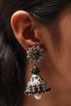 Buy_Noor_Silver Plated Stones Studded Jhumkas_at_Aza_Fashions