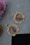 Shop_Paisley Pop_Gold Plated Kundan Peacock Earrings_at_Aza_Fashions