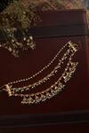 Shop_Paisley Pop_Gold Plated Pearls Kundan Embellished Braid Pin _at_Aza_Fashions