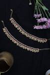 Shop_Paisley Pop_Gold Plated Kundan Pink And Pearl Studded Anklets - Set Of 2 _at_Aza_Fashions