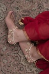 Buy_Paisley Pop_Gold Plated Kundan Embellished Anklets - Set Of 2 _at_Aza_Fashions