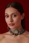 Buy_Paisley Pop_Blue Kundan Embellished Choker Necklace _at_Aza_Fashions