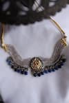 Shop_Paisley Pop_Blue Kundan Embellished Choker Necklace _at_Aza_Fashions