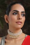 Buy_Paisley Pop_Gold Plated Pearl Handcrafted Jhumka Drop Bead Choker Necklace _at_Aza_Fashions