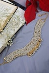 Shop_Paisley Pop_Gold Plated Pearl Handcrafted Jhumka Drop Bead Choker Necklace _at_Aza_Fashions