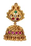 Curio Cottage_Gold Plated Temple Carved Goddess Laxmi Pendant Necklace Set_at_Aza_Fashions