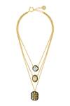 Shop_Isharya_Multi Color Crystal Blaze Enamel And Layered Necklace _at_Aza_Fashions