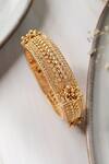 Shop_Curio Cottage_Gold Plated Ghungroo Embellished Temple Bangle_at_Aza_Fashions