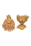 Buy_Curio Cottage_Gold Plated Embellished Handcrafted Carved Jhumka_Online_at_Aza_Fashions