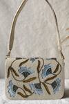 Buy_Kreivo by Vamanshi Damania_White Beads Silk Bucket Bag _at_Aza_Fashions