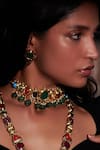 Buy_Zevar King_Multi Color Semi Precious Stones Gold-toned Kundan Necklace And Earring Set _at_Aza_Fashions