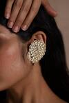Shop_Zevar King_White Jadau Stones Earrings_at_Aza_Fashions