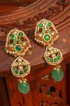 Shop_Zevar King_Green Kundan Carved Embellished Necklace Set _at_Aza_Fashions