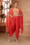 Buy_Neeta Lulla_Orange Georgette And Chanderi Silk Alla Dhoti Pant Set With Cape For Women_at_Aza_Fashions