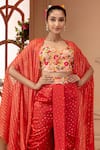 Shop_Neeta Lulla_Orange Georgette And Chanderi Silk Alla Dhoti Pant Set With Cape For Women_Online_at_Aza_Fashions