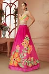 Buy_Neeta Lulla_Pink Organza Embroidered Floral Patterns Sweetheart Neck Myraa Lehenga Set _at_Aza_Fashions