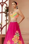 Buy_Neeta Lulla_Pink Organza Embroidered Floral Patterns Sweetheart Neck Myraa Lehenga Set _Online_at_Aza_Fashions