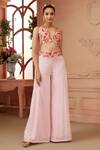Neeta Lulla_Pink Georgette Embroidered Resham V Lillith Flared Pant And Cape Set For Women_Online_at_Aza_Fashions