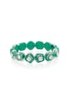 Shop_ISHARYA_Green Crystals And Resin B-dazzle Cut Work Bangle _at_Aza_Fashions