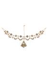 Shop_Riana Jewellery_Gold Plated Jadtar Crescent Moon Layered Mathapatti _at_Aza_Fashions