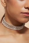 Buy_House of D'oro_Grey Pearls Handmade Studded Choker _at_Aza_Fashions