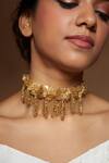 Buy_House Of D"Oro_Beige Stones Handcrafted Studded Choker_at_Aza_Fashions