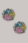 Shop_House Of D"Oro_Multi Color Beads Cluster Stud Earrings_at_Aza_Fashions
