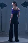 Shop_Manika Nanda_Purple Crepe, Satin V-neck Edie Dual Tone Draped Jumpsuit _at_Aza_Fashions