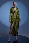 Buy_Manika Nanda_Green German Satin Embroidered Sequin Reese And Draped Skirt Set _at_Aza_Fashions