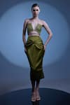 Buy_Manika Nanda_Green German Satin Embroidered Ashley Bralette And Draped Skirt Set  _at_Aza_Fashions