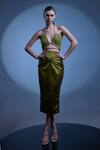 Shop_Manika Nanda_Green German Satin Embroidered Ashley Bralette And Draped Skirt Set  _at_Aza_Fashions