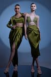 Buy_Manika Nanda_Green German Satin Embroidered Ashley Bralette And Draped Skirt Set  _Online_at_Aza_Fashions