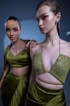 Shop_Manika Nanda_Green German Satin Embroidered Ashley Bralette And Draped Skirt Set  _Online_at_Aza_Fashions