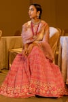 Buy_Ojasmé by Sanjana Thapa_Pink Blouse And Lehenga Raw Silk Embroidery Thread Round Bridal Set  _Online_at_Aza_Fashions