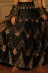 Ojasmé by Sanjana Thapa_Black Blouse And Lehenga Raw Embroidery Thread Scallop Set  _Online_at_Aza_Fashions