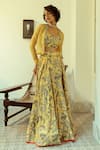Buy_Ojasmé by Sanjana Thapa_Yellow Lehenga And Blouse Handloom Cottonjacket  Cotton Foliage Set _at_Aza_Fashions