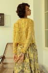 Shop_Ojasmé by Sanjana Thapa_Yellow Lehenga And Blouse Handloom Cottonjacket  Cotton Foliage Set _at_Aza_Fashions