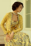 Ojasmé by Sanjana Thapa_Yellow Lehenga And Blouse Handloom Cottonjacket  Cotton Foliage Set _Online_at_Aza_Fashions
