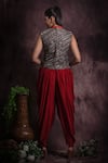 Shop_ABSTRACT BY MEGHA JAIN MADAAN_Red Silk Embroidery Antique Silver Sequins Dhoti Pant With Embellished Jacket _at_Aza_Fashions