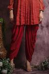 Shop_ABSTRACT BY MEGHA JAIN MADAAN_Red Silk Tissue Embroidery Sequin Embellished A-line Kurta And Dhoti Pant Set _Online_at_Aza_Fashions