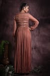 Shop_Abstract By Megha Jain Madaan_Pink Modal, Silk, Cotton, Satin Sequins, Floral Embroidered Jacket With Palazzo _at_Aza_Fashions