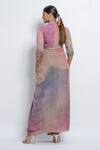Shop_Abstract By Megha Jain Madaan_Pink Chiffon Sequins Round Neck Ombre Effect Draped Gown _at_Aza_Fashions