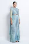 Shop_Abstract By Megha Jain Madaan_Blue Chiffon Sequins Round Neck Ombre Shaded Drape Gown _Online_at_Aza_Fashions
