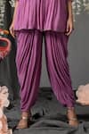 ABSTRACT BY MEGHA JAIN MADAAN_Purple Chinon And Modal Embellished Beads Flared Gathered Top And Dhoti Pant Set _Online_at_Aza_Fashions