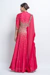 Shop_Abstract By Megha Jain Madaan_Pink Silk, Chiffon Beads Collared Sequin Embroidered Draped Anarkali _at_Aza_Fashions